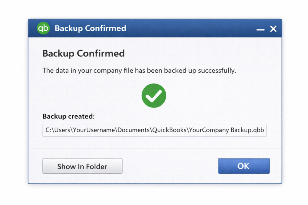 Backup confirmation screen